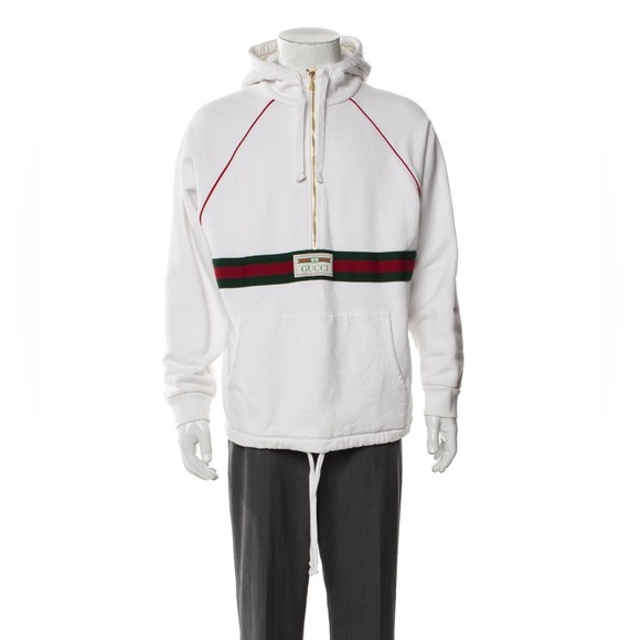 Gucci Web Accent thick White Hoodie Men’s Small - Picture 12 of 14